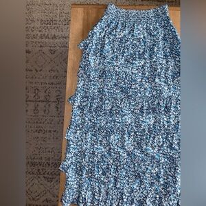 1. STATE Blue Floral Boho Ruffle Skirt